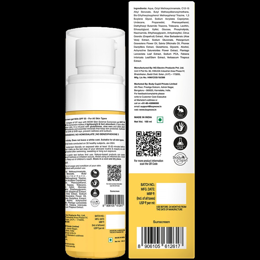 Wow Skin Science Sunscreen Spf 55 Lotion - Uva & Uvb Protection