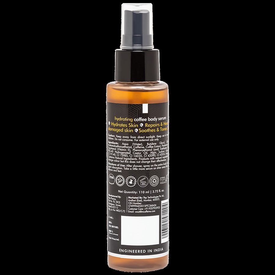 mCaffeine Naked & Raw Hydrating Coffee Body Serum - With Hyaluronic Acid