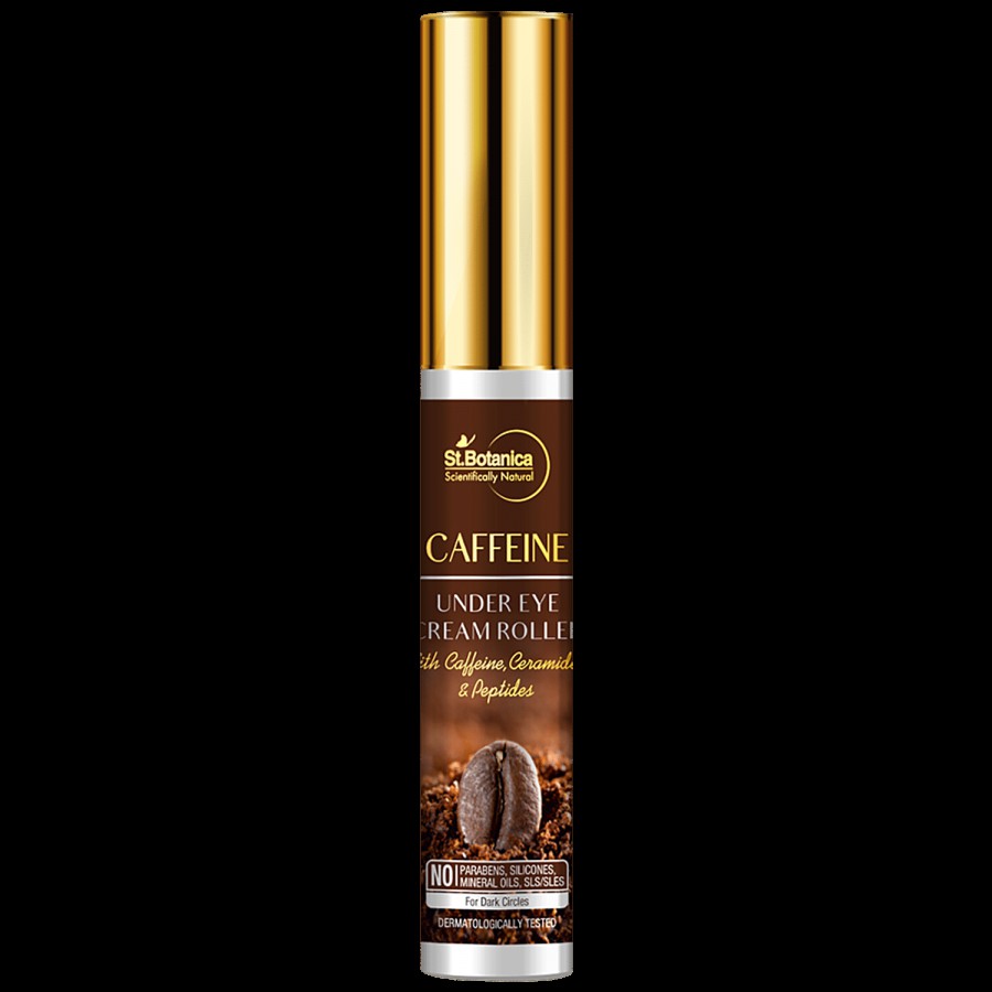 StBotanica Caffeine 1% Under Eye Cream Roller - With Ceramides & Peptides