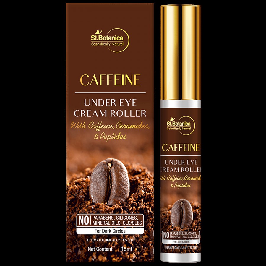 StBotanica Caffeine 1% Under Eye Cream Roller - With Ceramides & Peptides