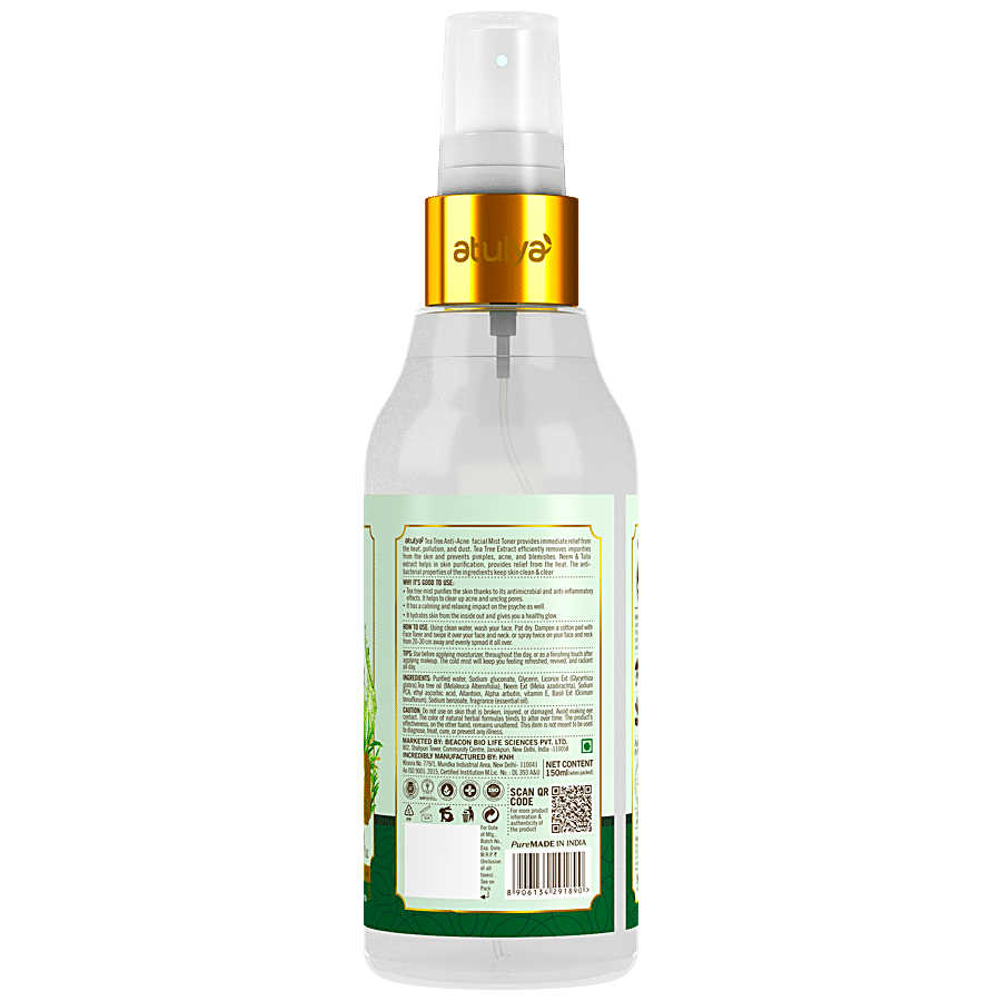 ATULYA Tea Tree Anti Acne Facial Mist Toner - Removes Dead Skin Cells