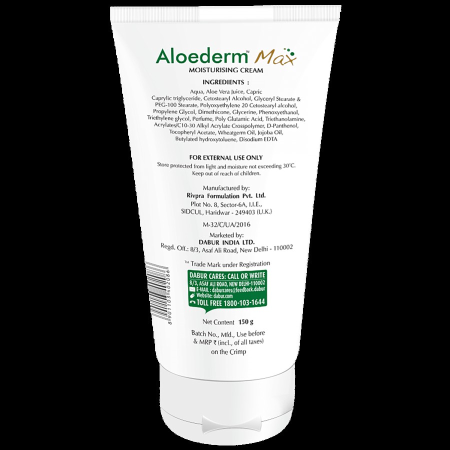 Aloederm Max Moisturising Cream - Aloe Vera