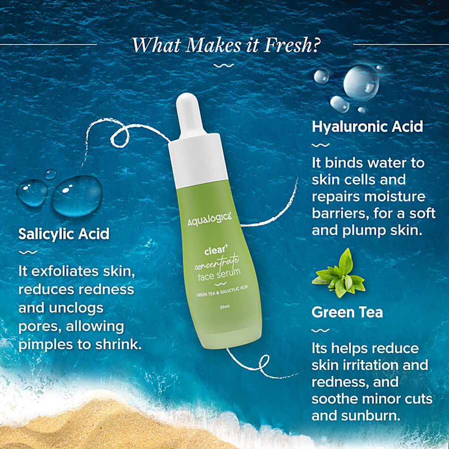 Aqualogica Clear+ Concentrate Face Serum - Green Tea & Salicylic Acid