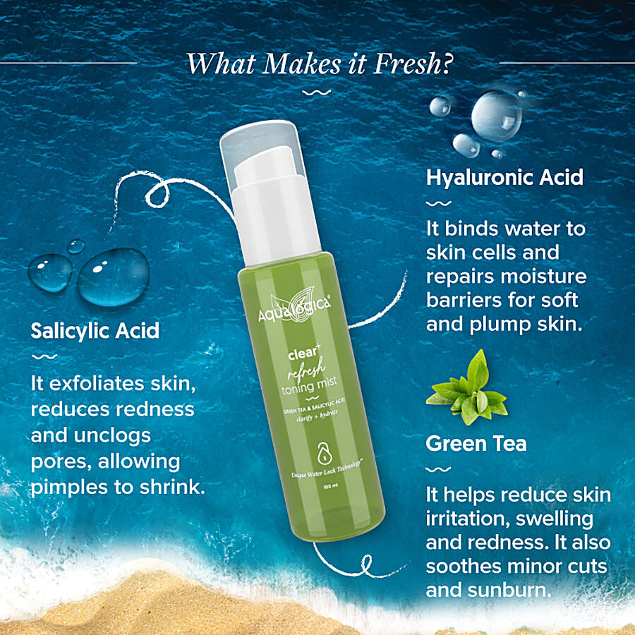 Aqualogica Clear+ Refresh Toning Mist - Green Tea & Salicylic Acid