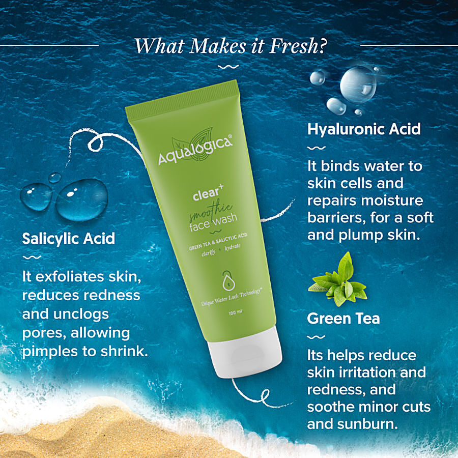 Aqualogica Clear+ Smoothie Face Wash - Green Tea & Salicylic Acid