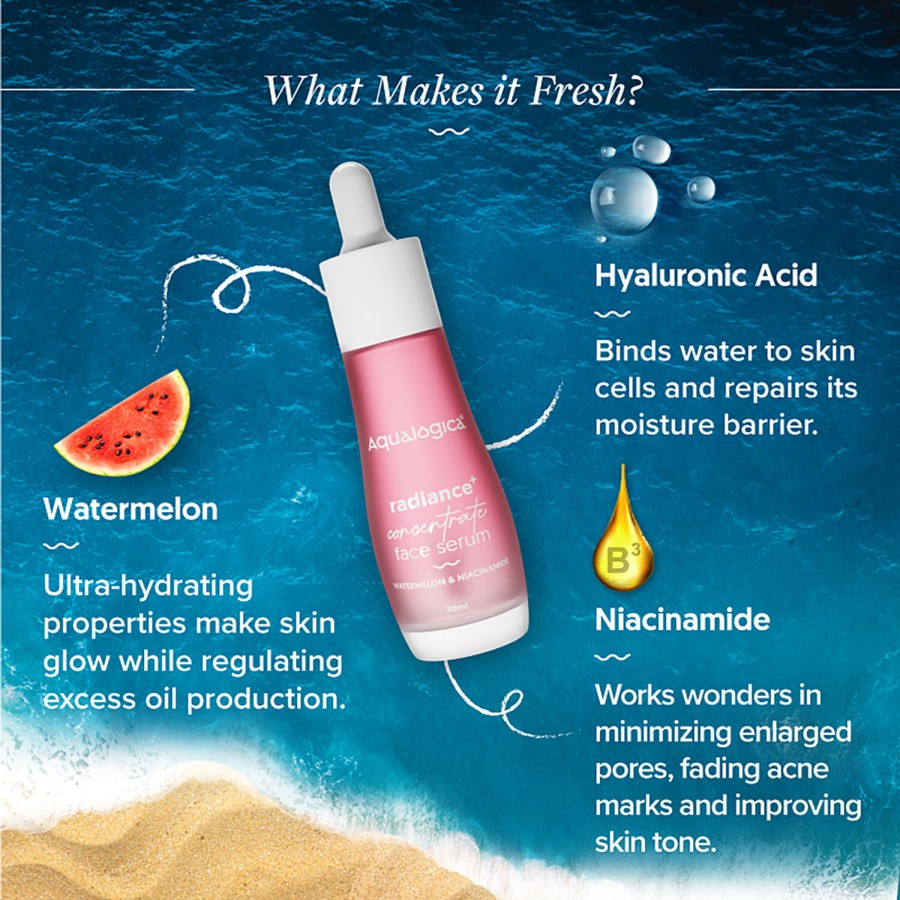 Aqualogica Radiance+ Concentrate Face Serum - Watermelon & Niacinamide