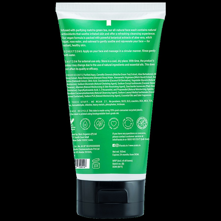 Arata Natural Purifying Face Wash - With Matcha Green Tea