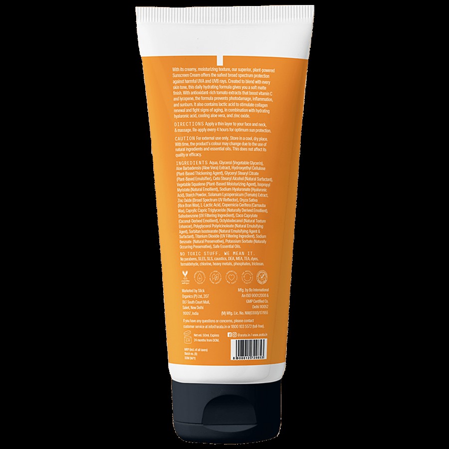 Arata Sunscreen Cream - Matte Finish