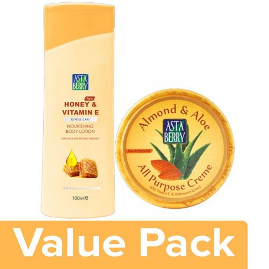 Astaberry Combo - Honey & Vitamin-E Moisturizer Lotion + Cream