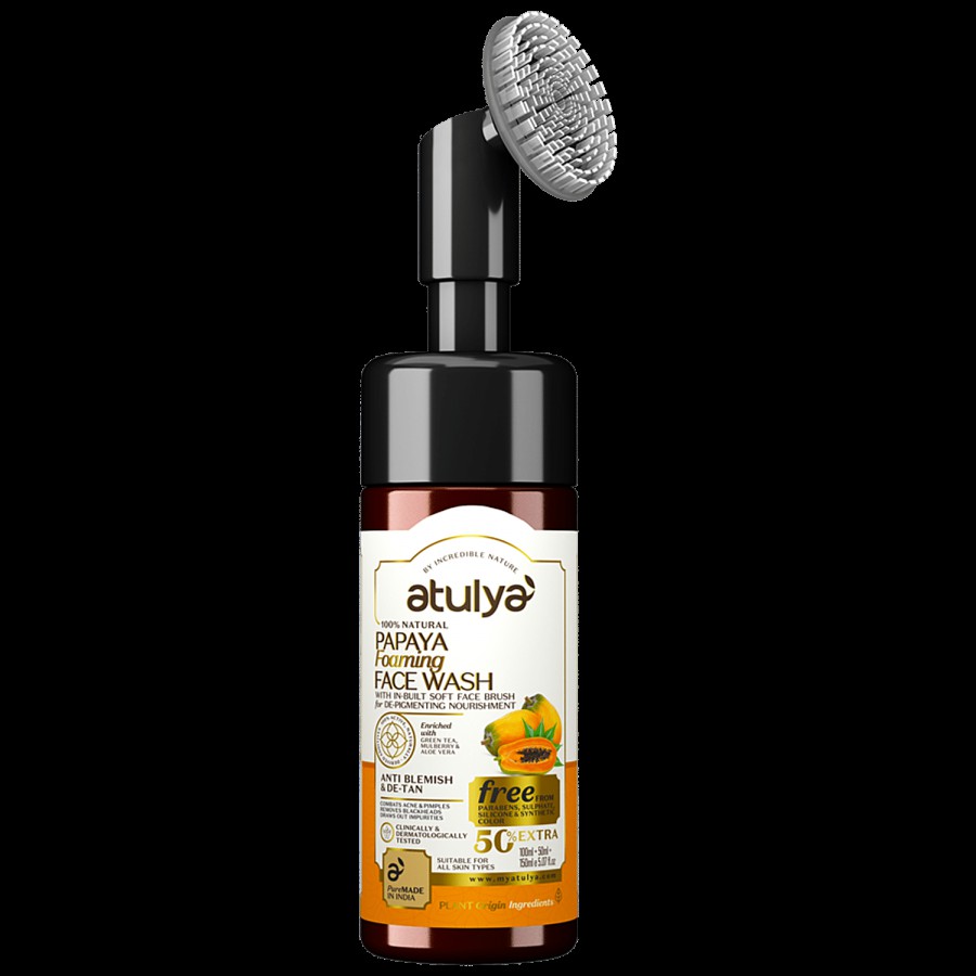 Atulya Papaya Foaming Face Wash - With In-Built Soft Brush