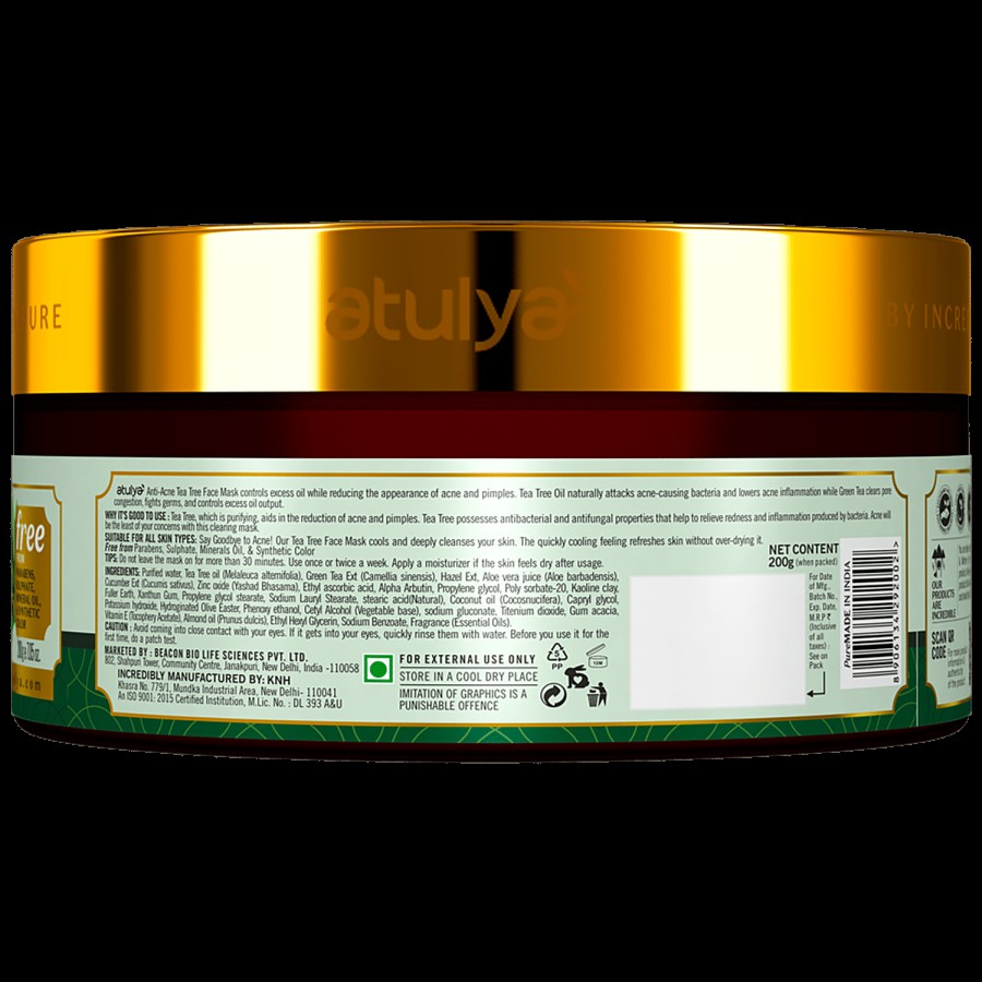 Atulya Tea Tree Anti Acne Face Mask - With Green Tea