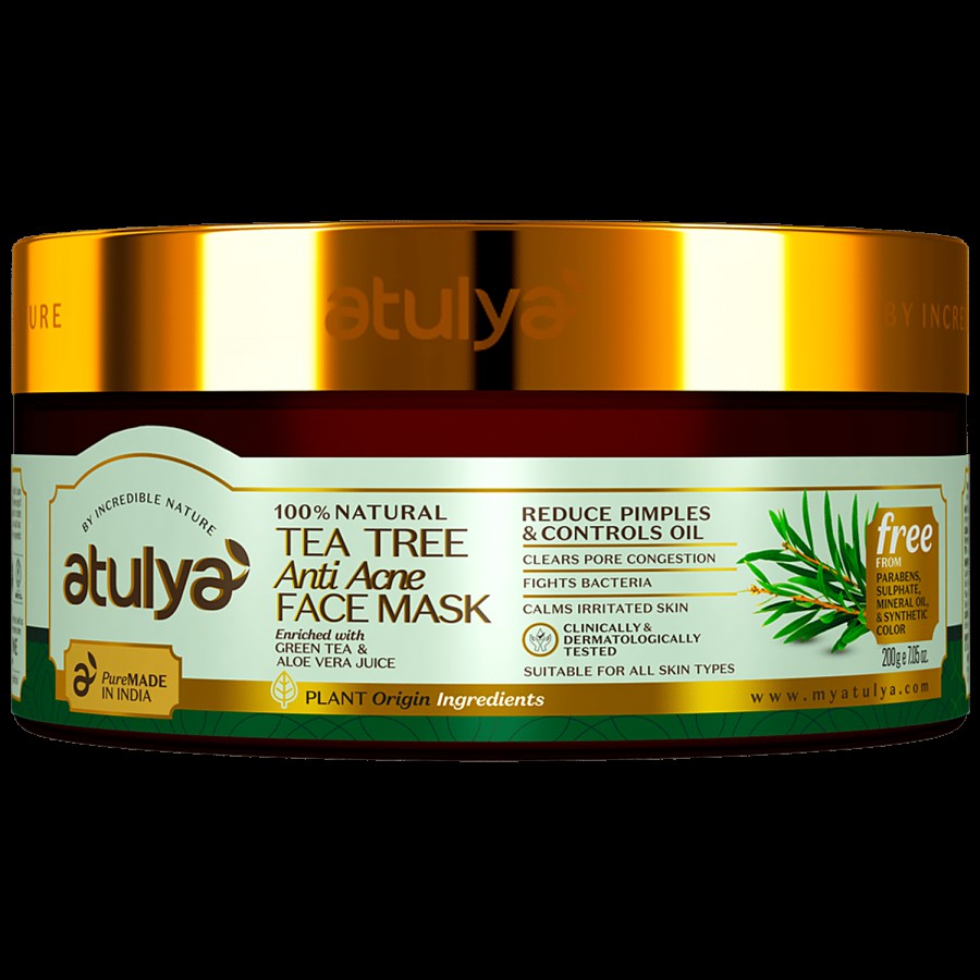 Atulya Tea Tree Anti Acne Face Mask - With Green Tea