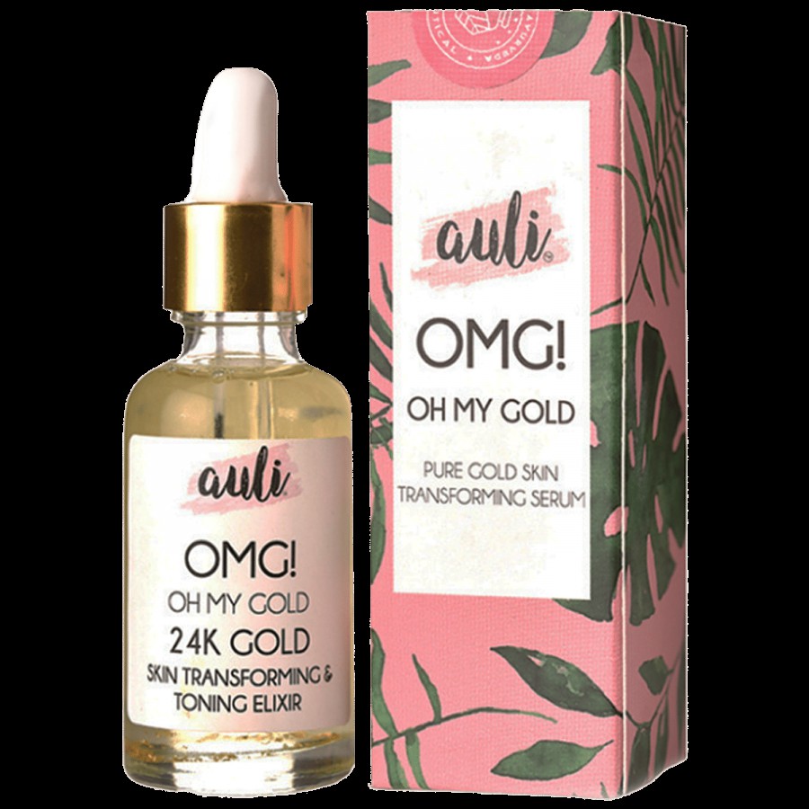 Auli OMG 24K Gold Skin Transforming & Toning Elixir - Stimulates Skin Cells