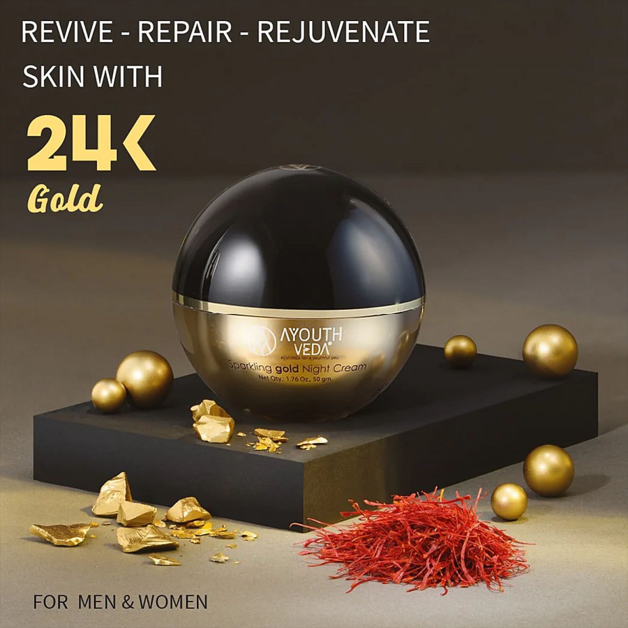 Ayouthveda Sparkling Gold Night Cream - Revives