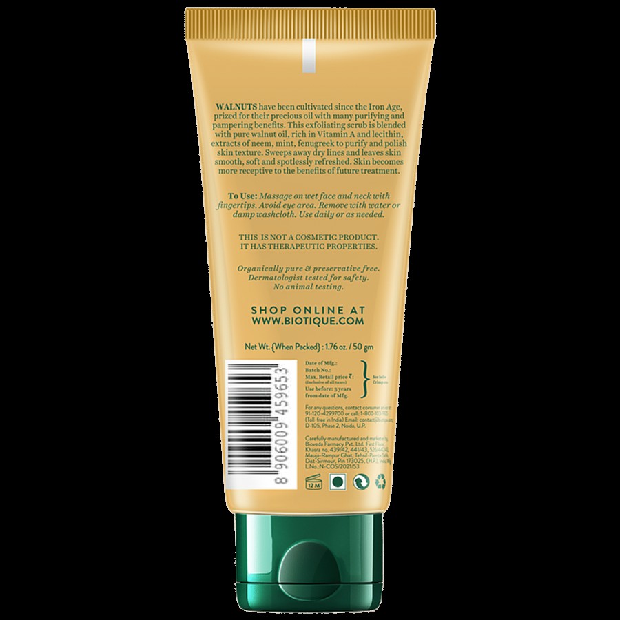 BIOTIQUE Biotique WALNUT Exfoliating & Polishing Face Scrub Normal to Dry Skin 50g