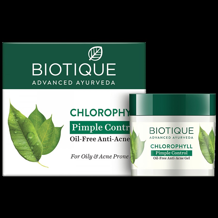 BIOTIQUE Chlorophyll Oil-Free Anti-Acne Gel - For Oily & Acne Prone Skin