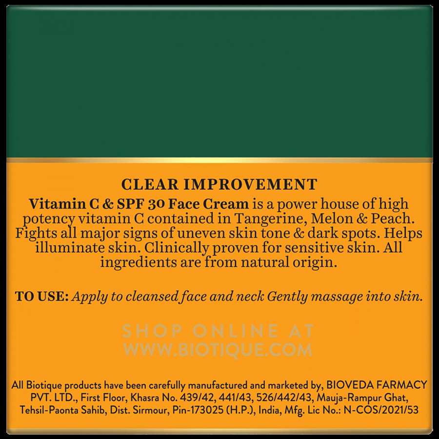 BIOTIQUE Clear Improvement - Vitamin C & SPF 30 Face Cream