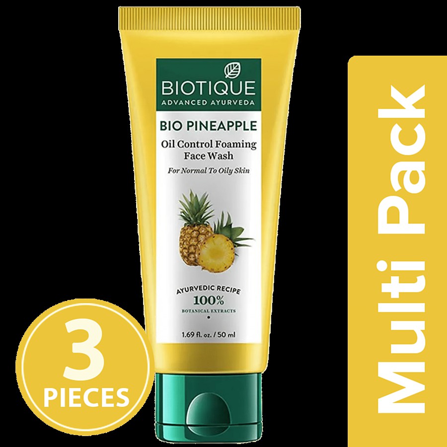 BIOTIQUE Foaming Face Wash - Bio Pineapple For Oil Control