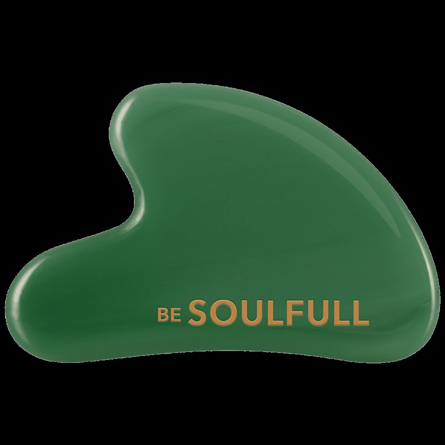 Be Soulfull Gua Sha Natural Green Jade Face Massaging Stone - For Skin Toning