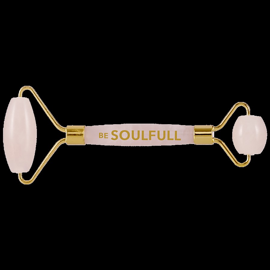 Be Soulfull Rose Quartz Face Massage Roller - Helps To Reduce Wrinkles