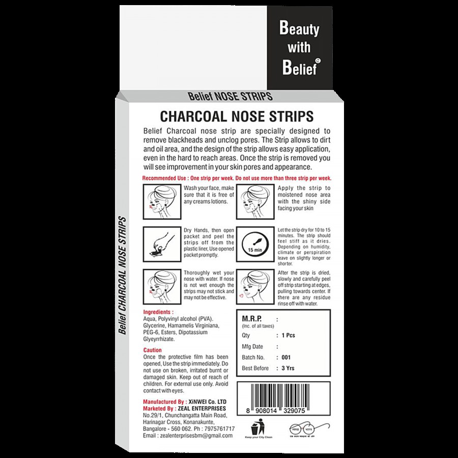 Belief Charcoal Nose Strips - Deep Cleansing