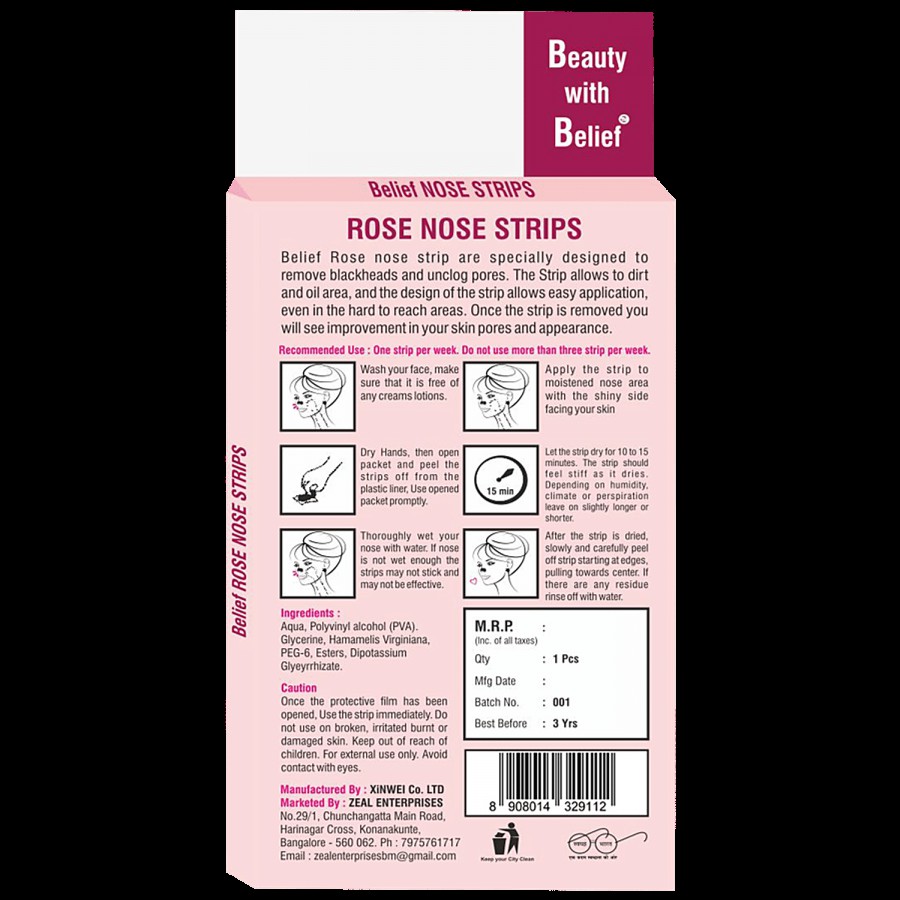 Belief Rose Nose Strips - Deep Cleansing