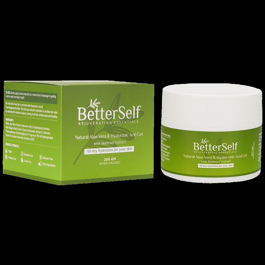 BetterSelf Natural Aloe Vera & Hyaluronic Acid Gel - Beetroot Extract