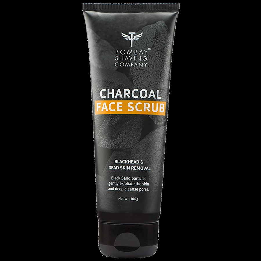 Bombay Shaving Company Charcoal Face Scrub With Black Sand - Exfoliates Skins & Removes Black Heads