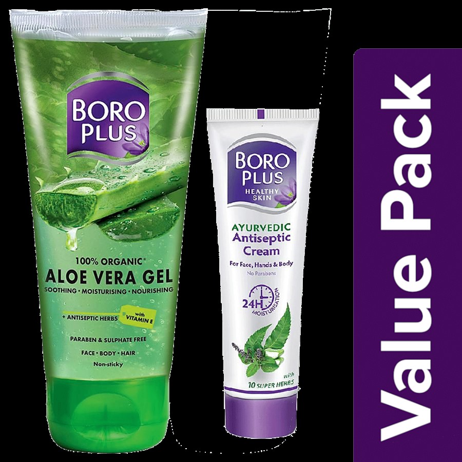 Boroplus Organic Aloe Vera Gel 150 ml + Ayurvedic Antiseptic Cream 80 ml