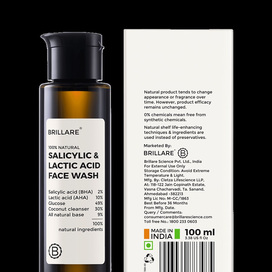 Brillare Salicylic & Lactic Acid Face Wash For Clear