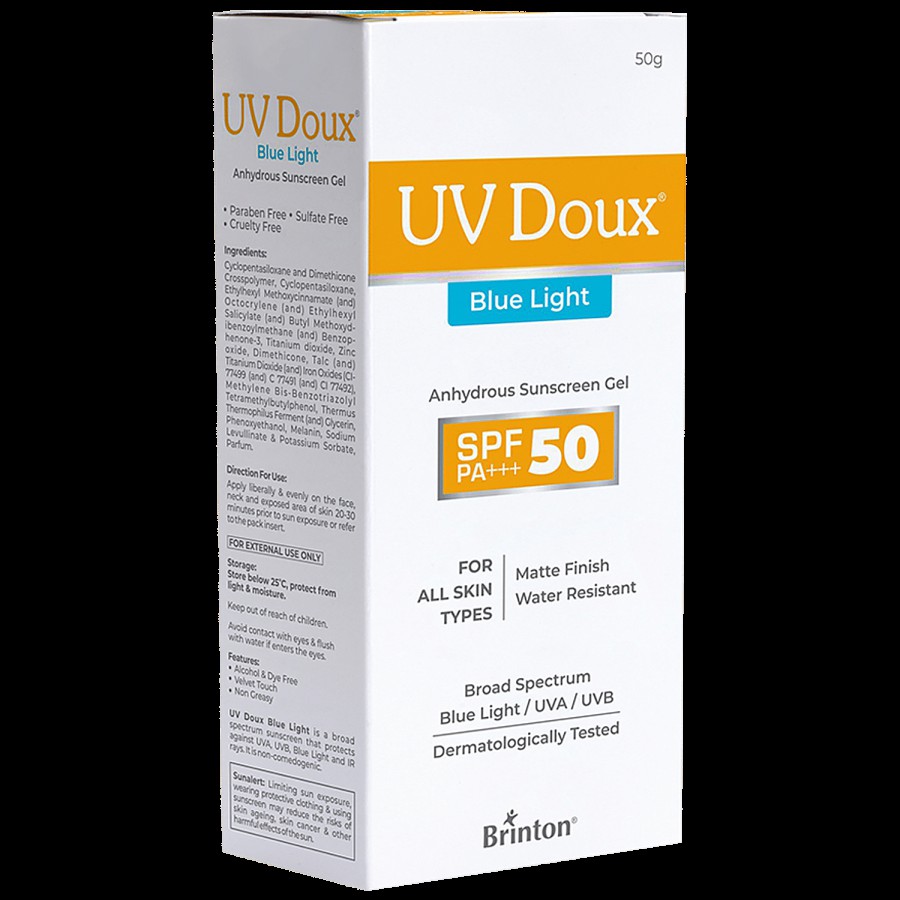 Brinton UV Doux Blue Anhydrous Sunscreen Gel With SPF 50 PA+++ UVA/UVB - Water Resistant