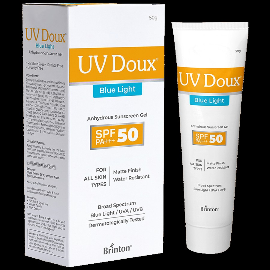 Brinton UV Doux Blue Anhydrous Sunscreen Gel With SPF 50 PA+++ UVA/UVB - Water Resistant