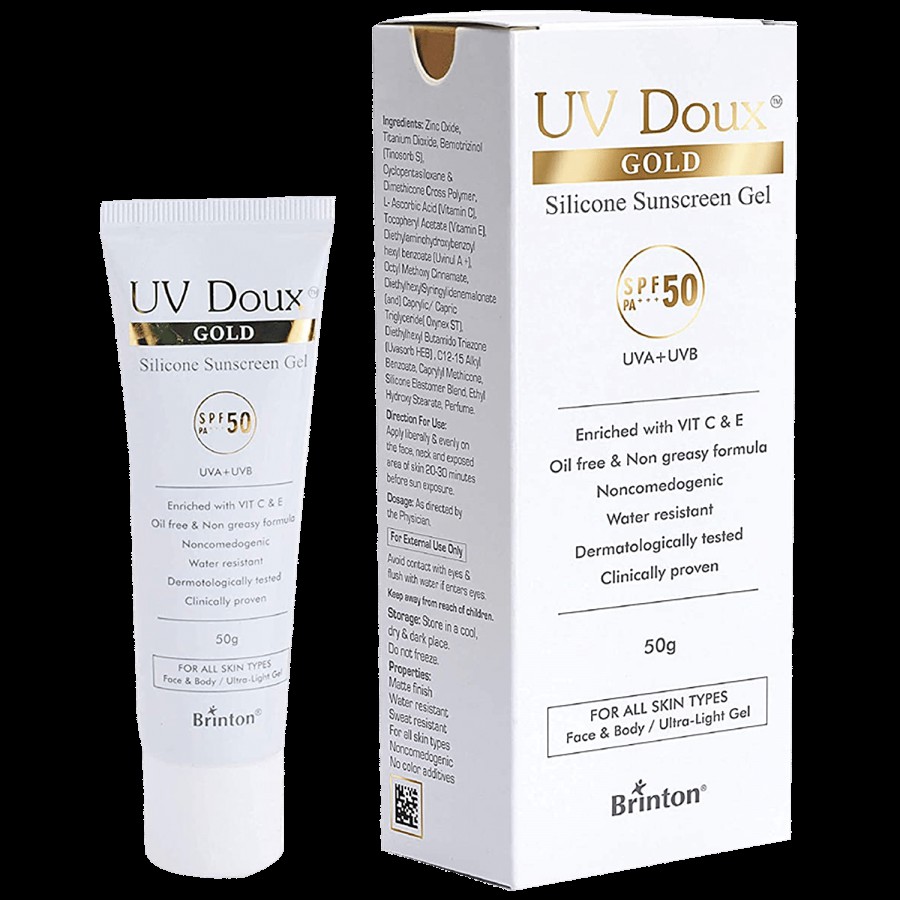 Brinton UV Doux Gold Silicone Sunscreen Gel With SPF 50 PA+++ - Broad Spectrum