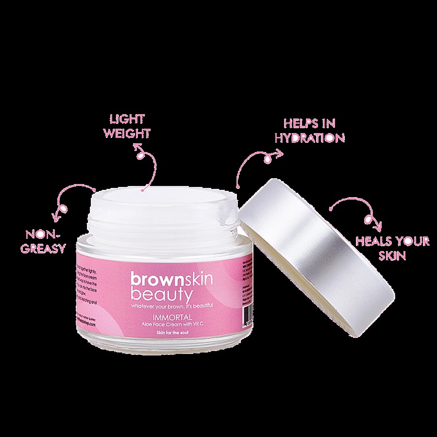 BrownSkin Beauty Immortal Aloe Face Cream With Vitamin C - Lightweight