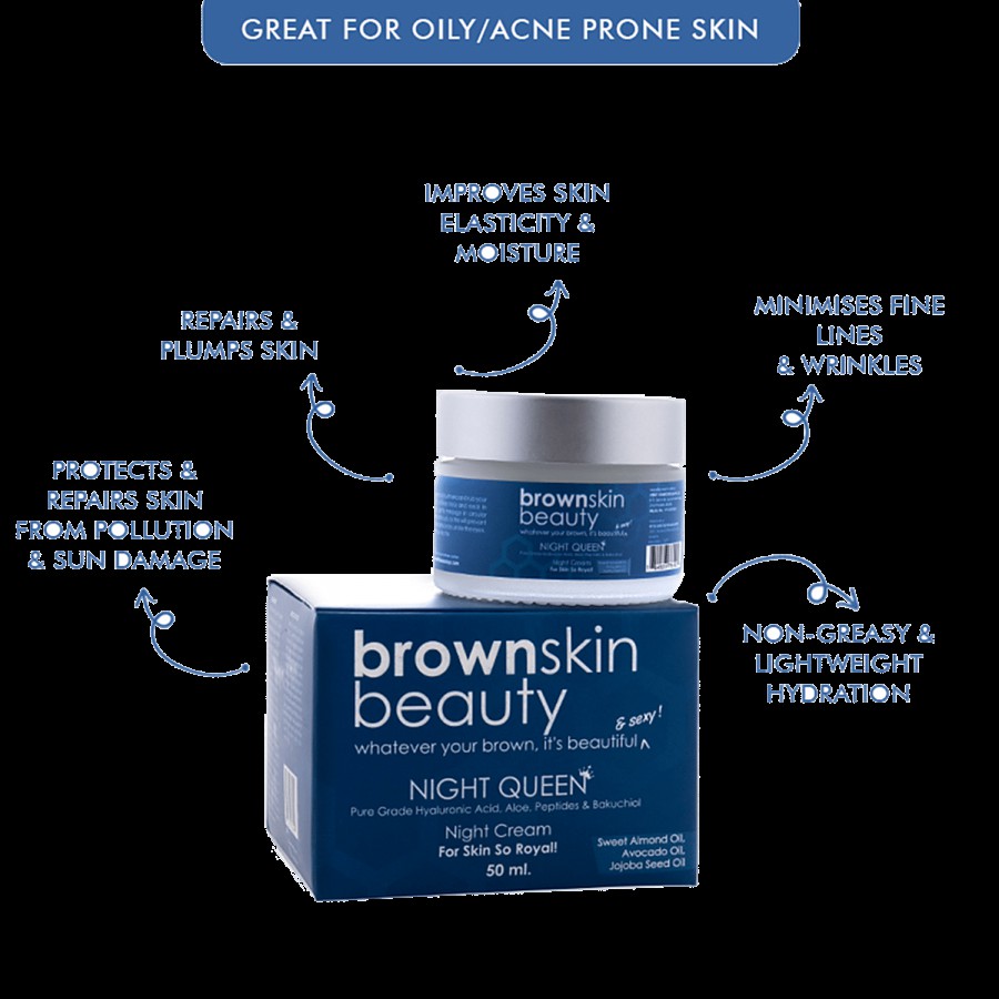 BrownSkin Beauty Thirst Trap Night Cream - Pure Grade Hyaluronic Acid & Aloe