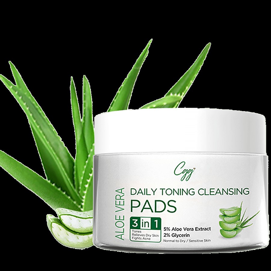 CGG Cosmetics Aloe Vera Daily Toning Cleansing Pads 3-In-1 - Tones