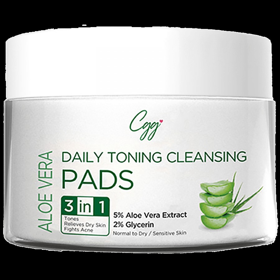 CGG Cosmetics Aloe Vera Daily Toning Cleansing Pads 3-In-1 - Tones