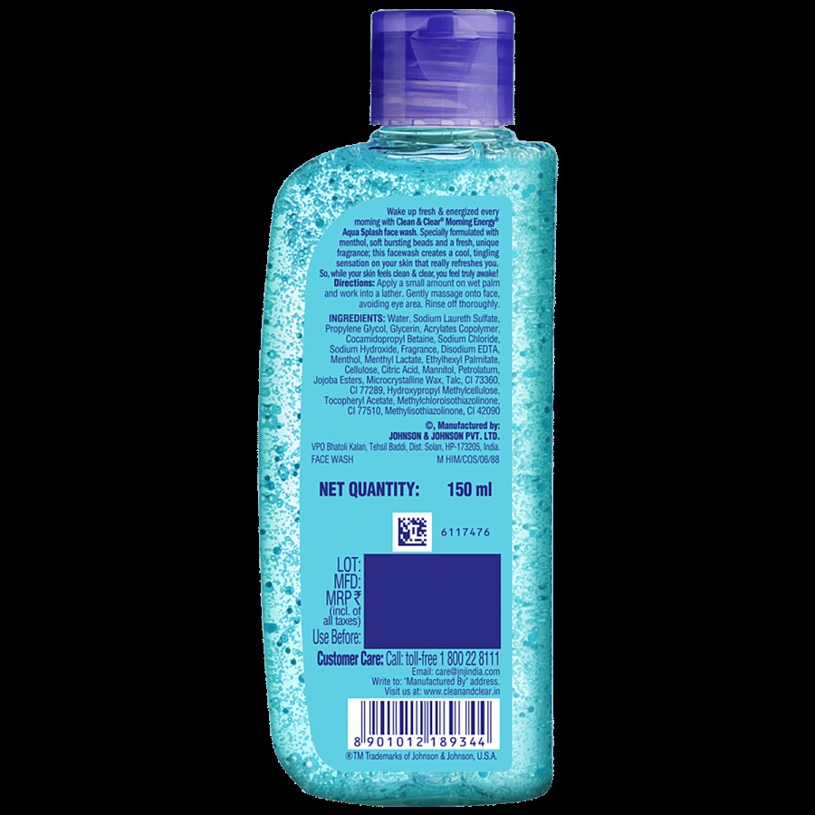 Clean & Clear Morning Energy Face Wash - Aqua Splash