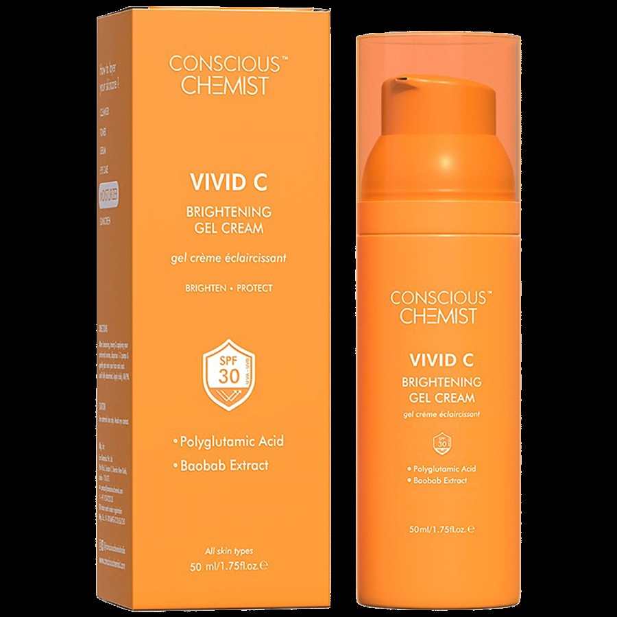 Conscious Chemist Vivid C Brightening Gel Cream - Polyglutamic Acid & Baobab Extract