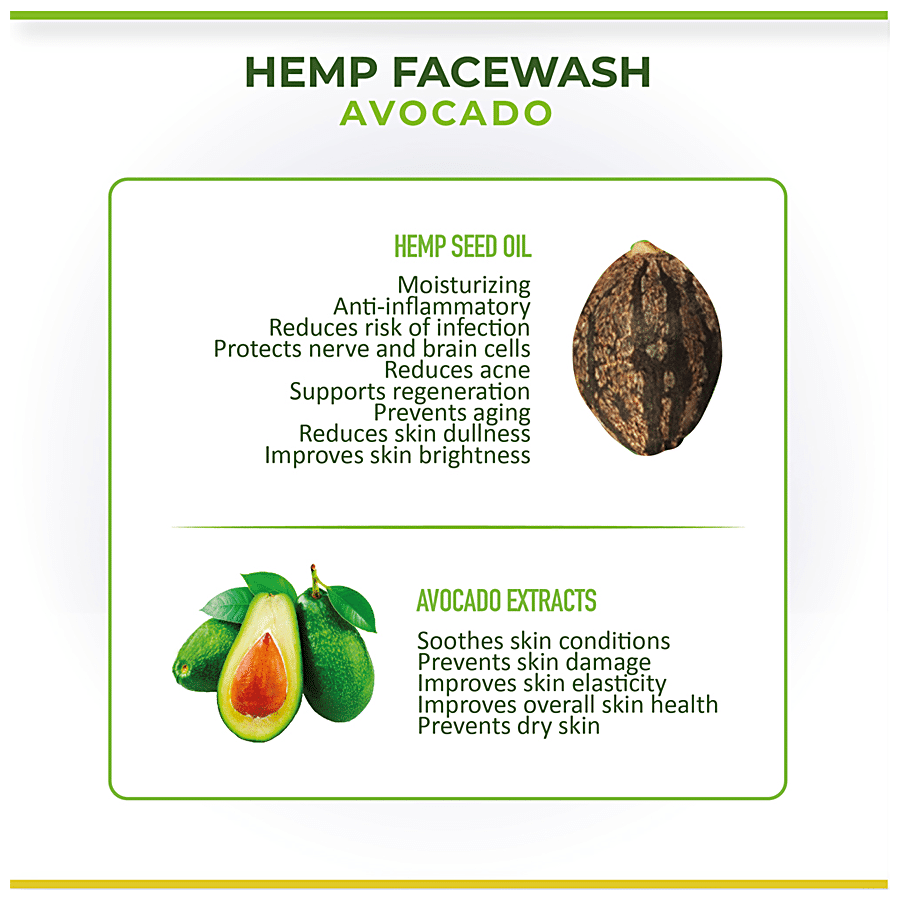 Cure By Design Hemp & Avocado Facewash - Clean Pores To Help Prevent Pimples