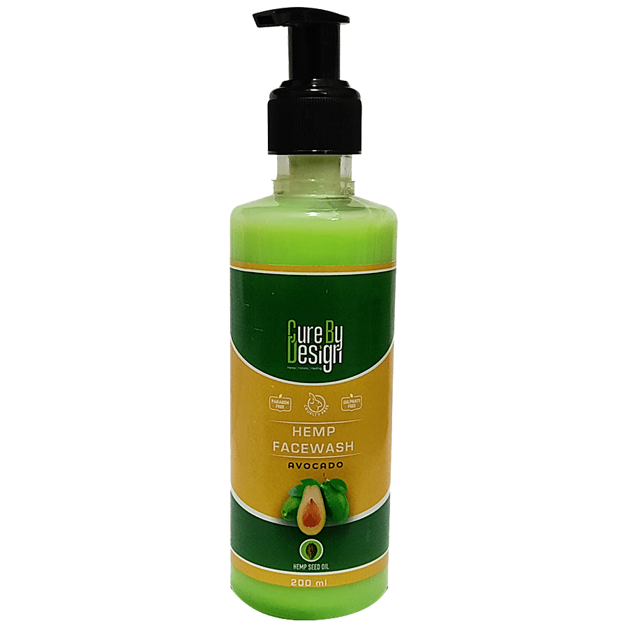 Cure By Design Hemp & Avocado Facewash - Clean Pores To Help Prevent Pimples