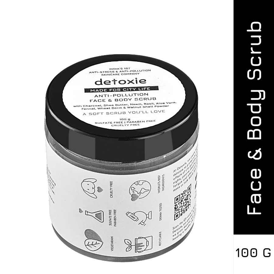 Detoxie Anti-Pollution Face & Body Scrub - Removes Dead Skin Cells