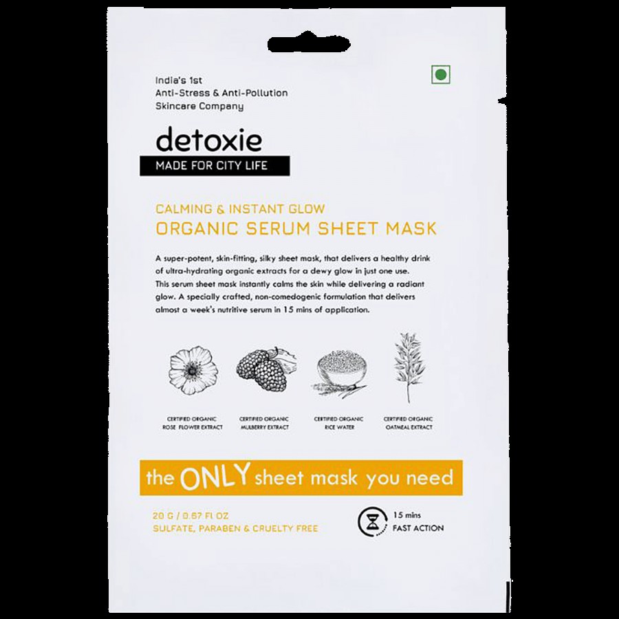 Detoxie Organic Serum Sheet Mask - Calming & Instant Glow