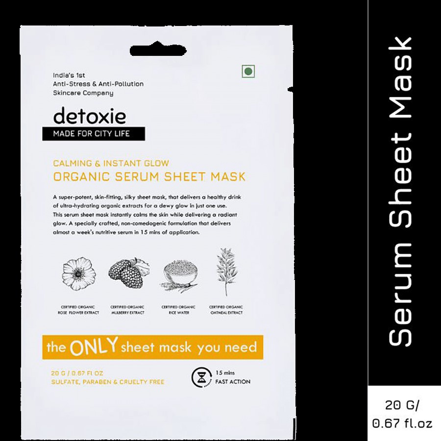 Detoxie Organic Serum Sheet Mask - Calming & Instant Glow