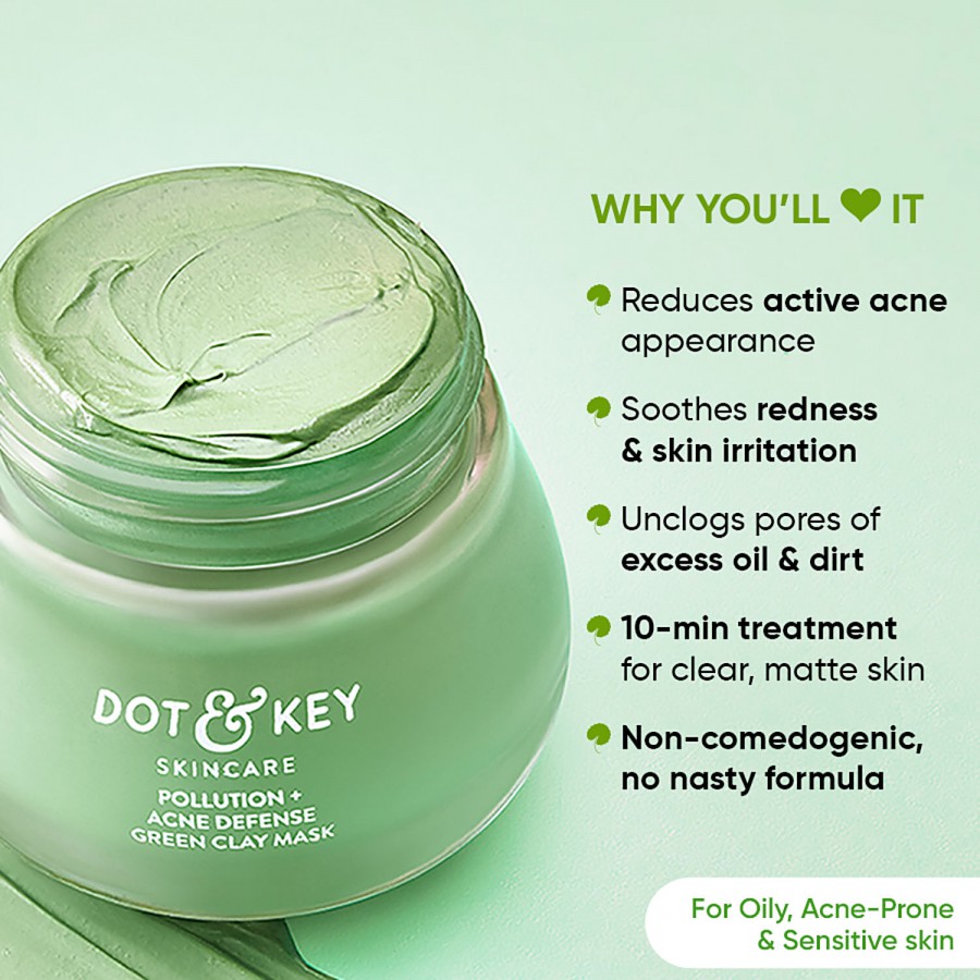 Dot & Key Pollution + Acne Defense Green Clay Mask - For Clear