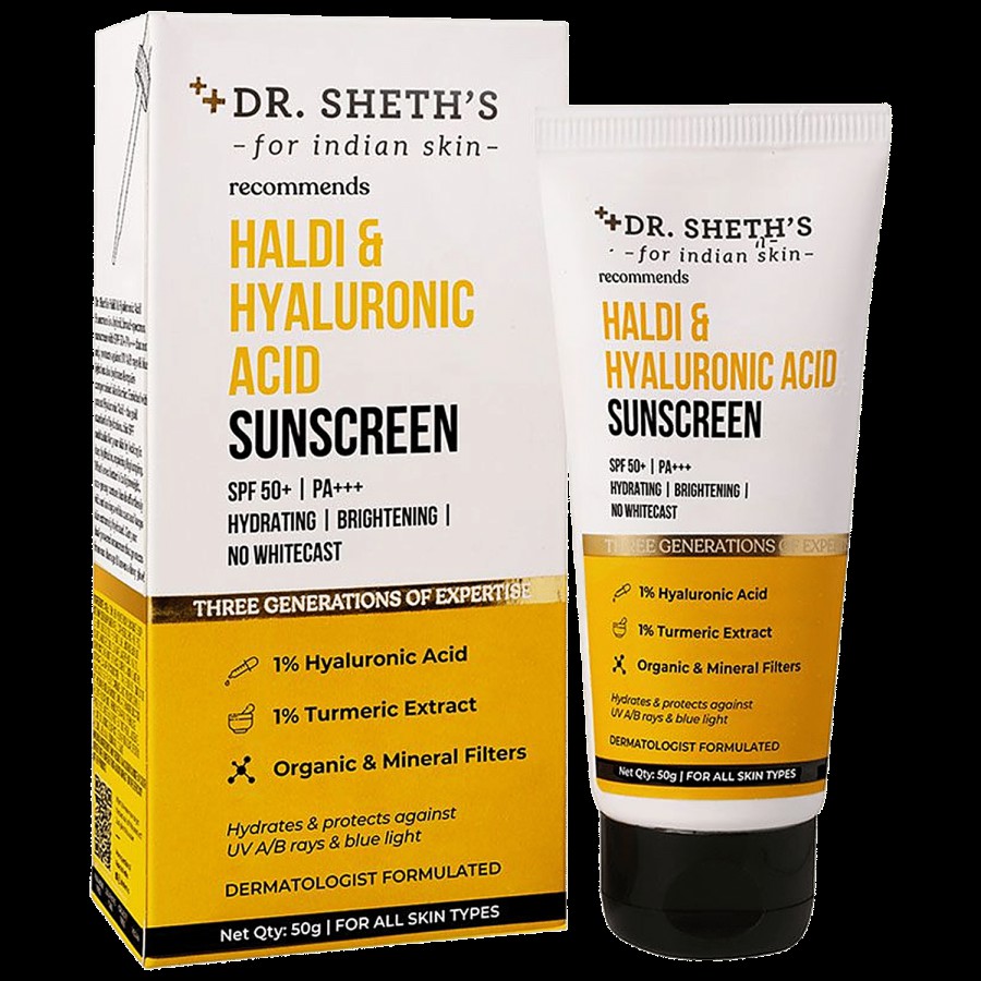 Dr. Sheth's Haldi & Hyaluronic Acid Sunscreen - SPF 50+