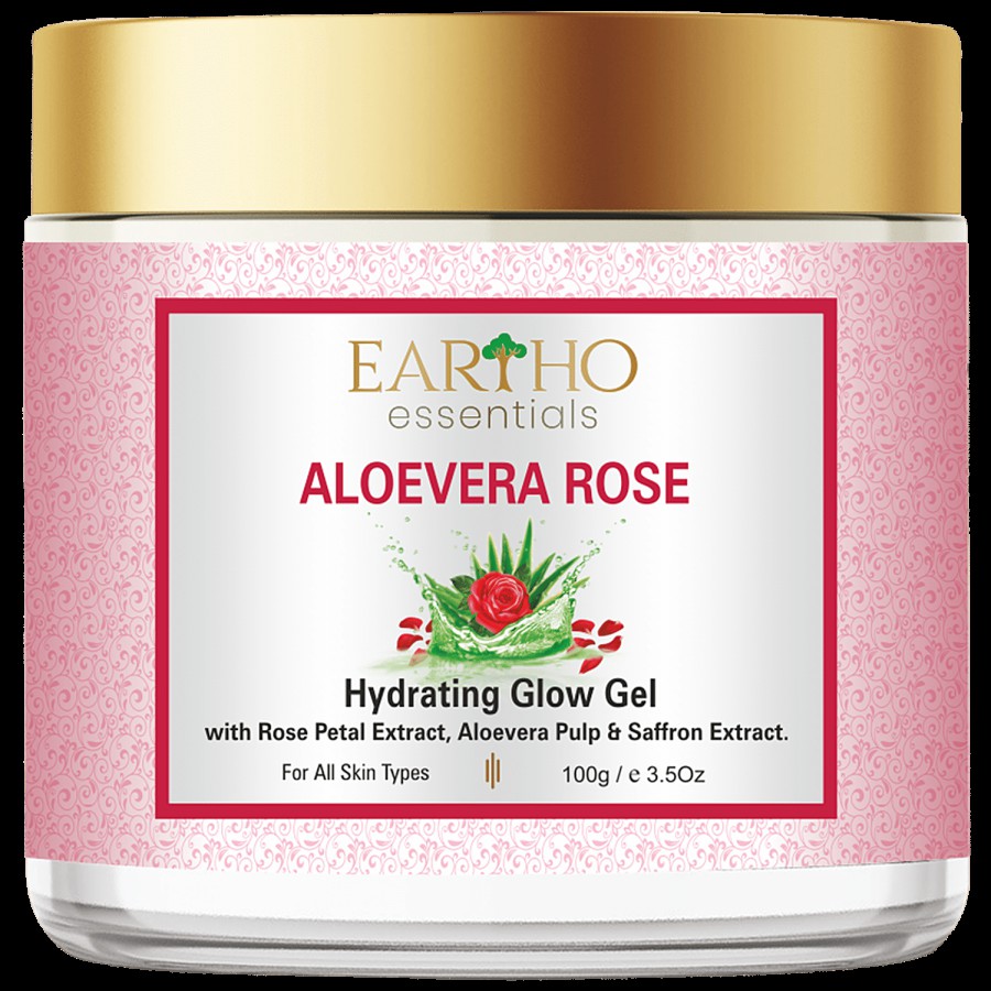 Eartho Essentials Aloe Vera Rose Gel - Hydrating With Saffron Extract