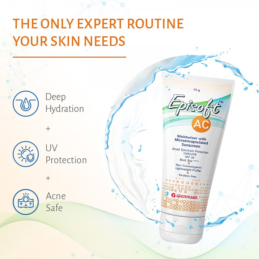 Episoft Glenmark AC Moisturiser With Microencapsulated Sunscreen - SPF 30+