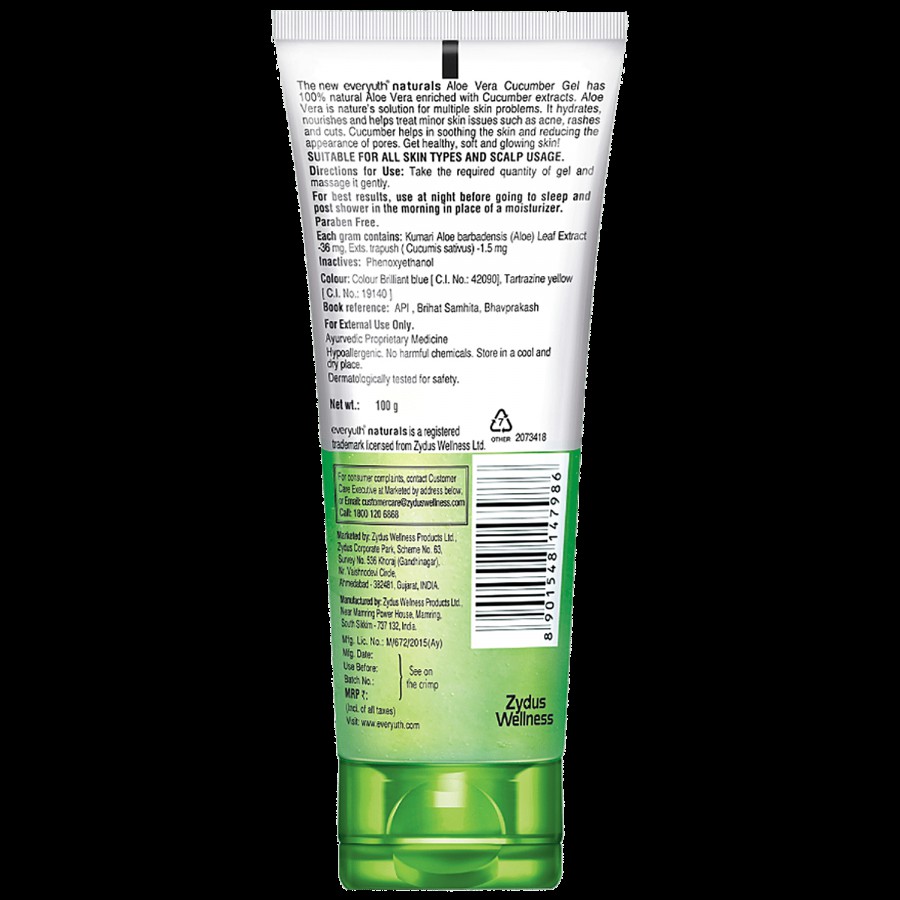 Everyuth Naturals Nourishing Aloevera & Cucumber Gel - For Healthy