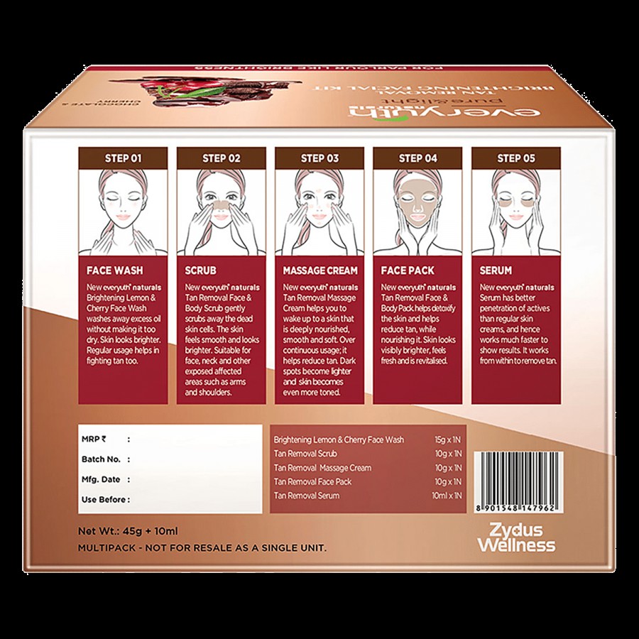 Everyuth Naturals Pure & Light Tan Removal Brightening Choco Cherry Facial Kit